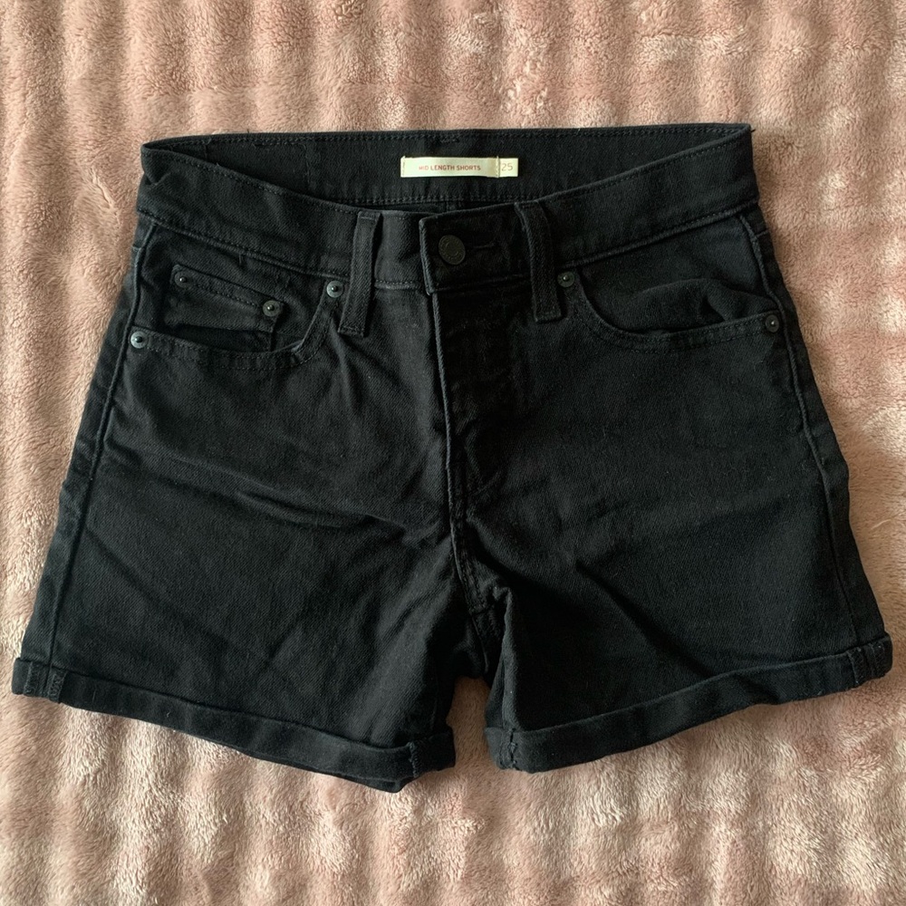 Levi’s Black Mid-Length Denim Shorts